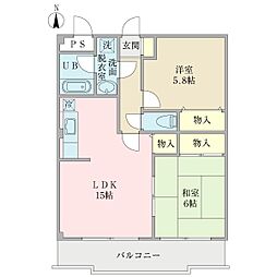 ハイムヨシノ 2LDKの間取図画像