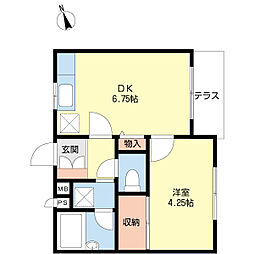 ニューパル 1DKの間取図画像