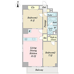 BLESS葛西 2LDKの間取図画像