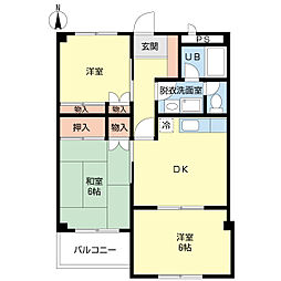 パールハイツ絹川 3DKの間取図画像