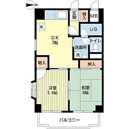 ラディアント関甚 2DKの間取図画像