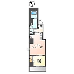アンジェ グランディール 1LDKの間取図画像