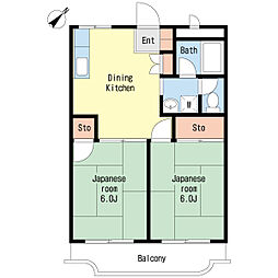 メゾン平林 1階2DKの間取り