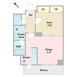 アスティオス 2階1DKの間取り