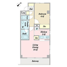 渡良瀬館 1LDKの間取図画像
