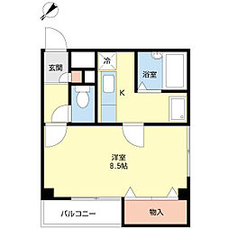 ブルーフェアリ 1Kの間取図画像