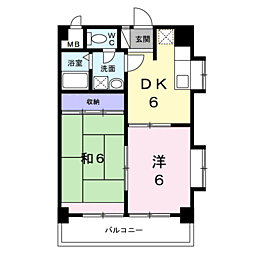 トモヨシフラット 2DKの間取図画像