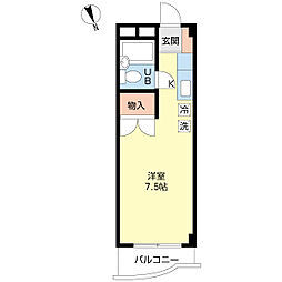 ジュネス嶋田 ワンルームの間取図画像