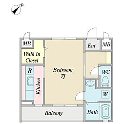 エアガーデン 1Kの間取図画像