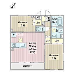 コハル美ヨリ 2LDKの間取図画像