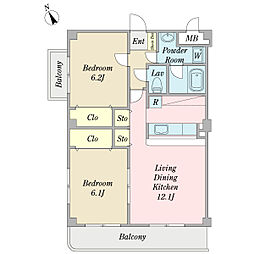 ライムシティ3 2LDKの間取図画像
