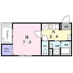 ノ・メール　マサキ 2階1Kの間取り