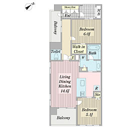 ｅ−ＳＴＥＰ 5階2LDKの間取り