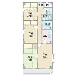 森田エクセレンス本八幡 3DKの間取図画像