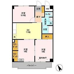 プルミエール西船 3DKの間取図画像