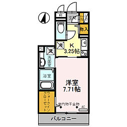 ル・ブラン立花 1Kの間取図画像