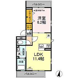 クヴァルチーラ奥戸 1LDKの間取図画像
