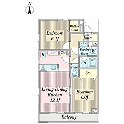 ラポール 2LDKの間取図画像