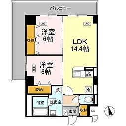 カスタリア西船橋II 2LDKの間取図画像