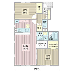 パティオ 1階2LDKの間取り