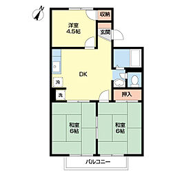 ヒルトップ・ガーデンA棟 3DKの間取図画像
