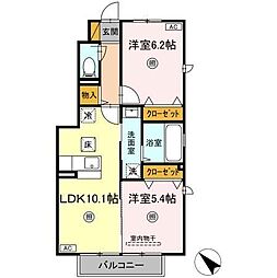 孫権B 2LDKの間取図画像