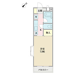 八千代第7壱番館 1Kの間取図画像