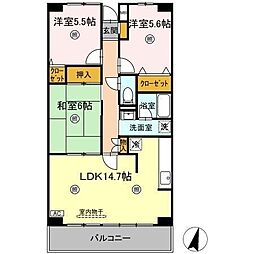 ルーチェ緑が丘A棟 3LDKの間取図画像