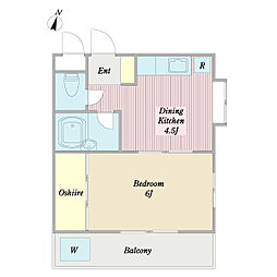 サンパレス八千代台3 1DKの間取図画像