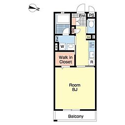 プランドール 1Kの間取図画像