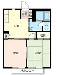 ドリームハイツ・ヤマサC棟 2DKの間取図画像
