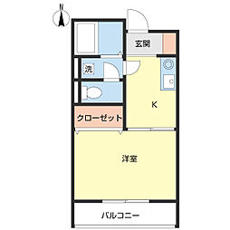 ヒルトップ公津 1Kの間取図画像