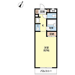 αNEXT若林 ワンルームの間取図画像
