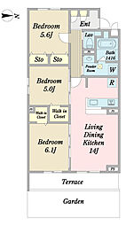 Broocklands 3LDKの間取図画像