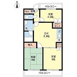 サンシティ3番館 3DKの間取図画像