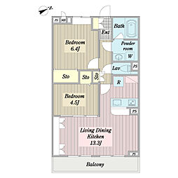 ロシュビアンB 2LDKの間取図画像