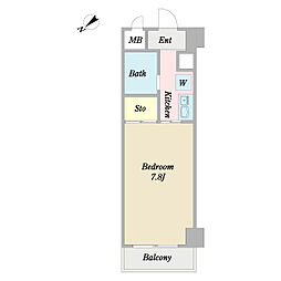 コスモ浦安舞浜 1Kの間取図画像