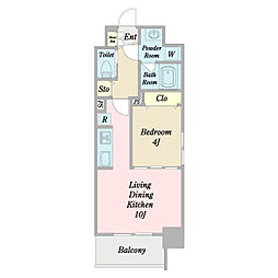 PEACE南堀江 4階1LDKの間取り