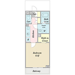 グラン　マーレ 2階1Kの間取り