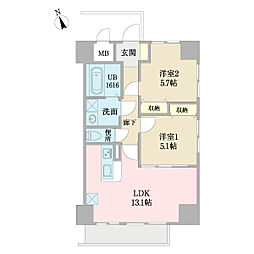 K.M.おおたかの森 2LDKの間取図画像