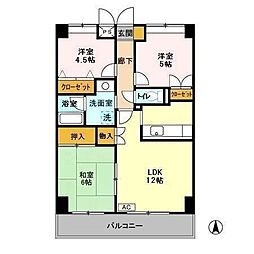 グランディス新八柱 3LDKの間取図画像