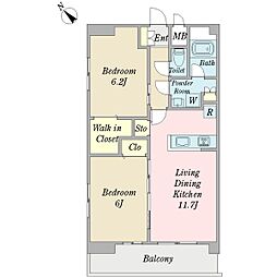 グランパミドール 2LDKの間取図画像