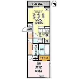 八潮市大字垳アパート 1LDKの間取図画像