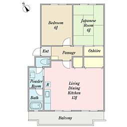 江戸川台コーポ大作 2LDKの間取図画像