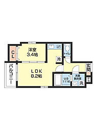 Cherim新瑞橋Lepont 2階1LDKの間取り