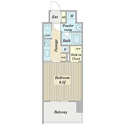 メルカーサ泉 4階1Kの間取り