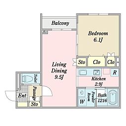 Ecrin新瑞橋 1LDKの間取図画像