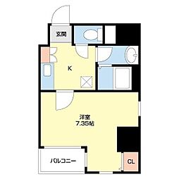 アルテミス平和 1Kの間取図画像