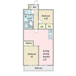 セントラルハイツ星の門 3DKの間取図画像