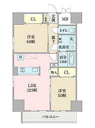 プロシード池下 2LDKの間取図画像